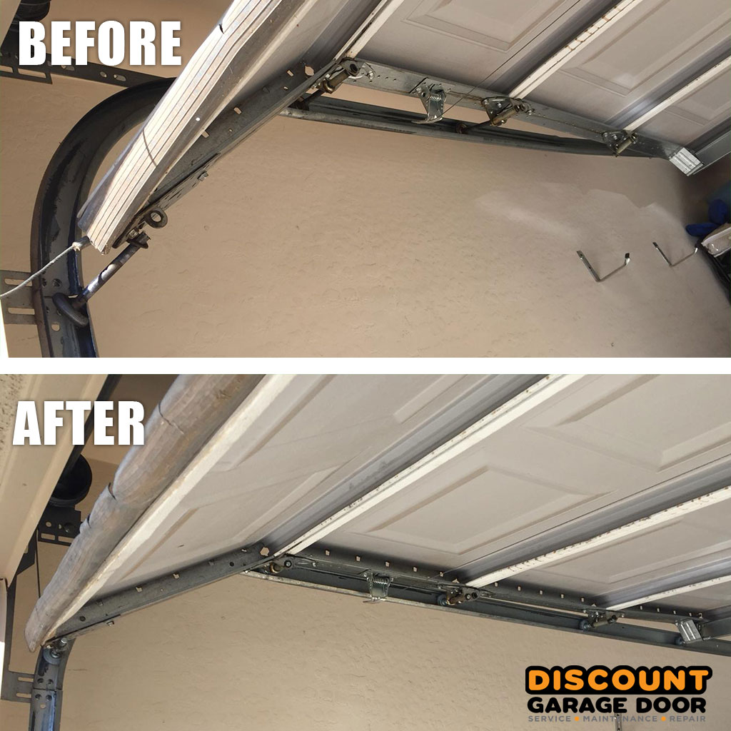 Garage door spring track repair
